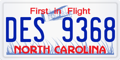 NC license plate DES9368