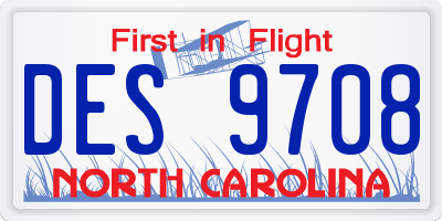 NC license plate DES9708