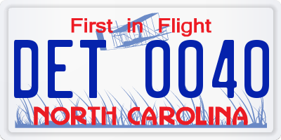 NC license plate DET0040