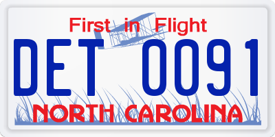 NC license plate DET0091
