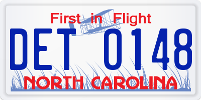 NC license plate DET0148