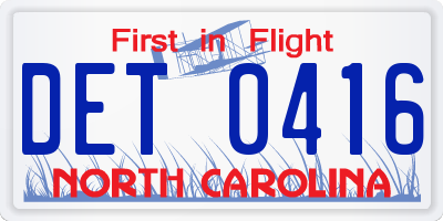 NC license plate DET0416