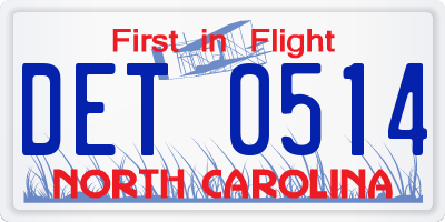 NC license plate DET0514