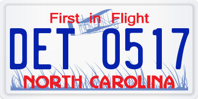 NC license plate DET0517