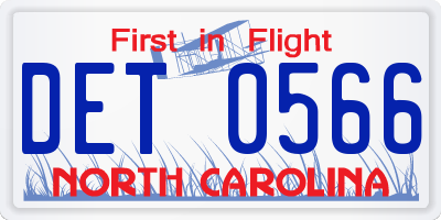 NC license plate DET0566