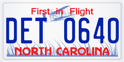 NC license plate DET0640