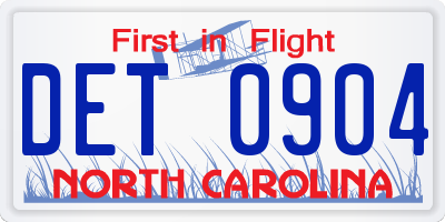 NC license plate DET0904