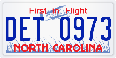 NC license plate DET0973