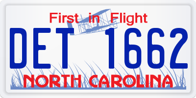 NC license plate DET1662