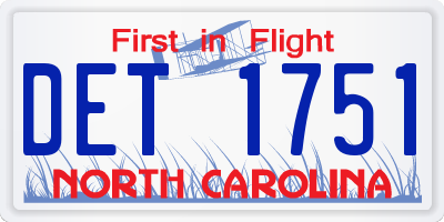 NC license plate DET1751