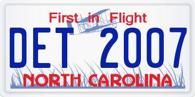 NC license plate DET2007