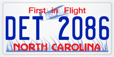NC license plate DET2086