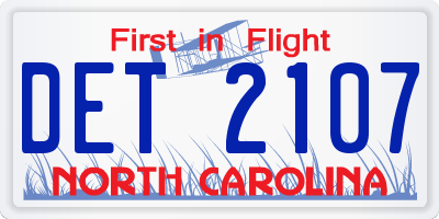 NC license plate DET2107