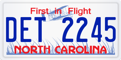 NC license plate DET2245