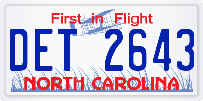 NC license plate DET2643