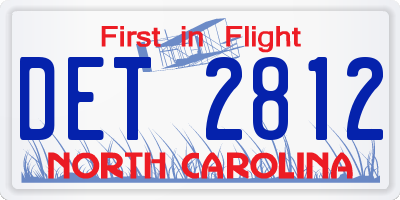 NC license plate DET2812