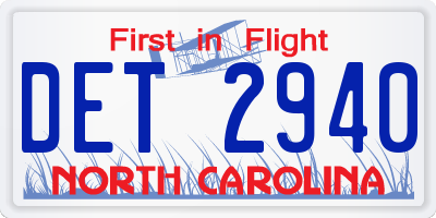 NC license plate DET2940