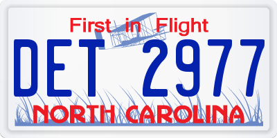 NC license plate DET2977