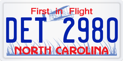 NC license plate DET2980