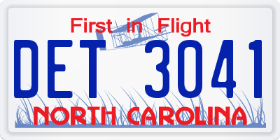 NC license plate DET3041