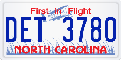 NC license plate DET3780