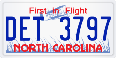 NC license plate DET3797