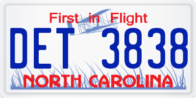 NC license plate DET3838