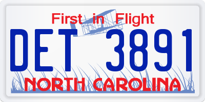 NC license plate DET3891