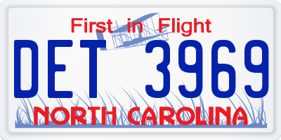 NC license plate DET3969