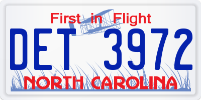 NC license plate DET3972