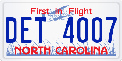 NC license plate DET4007