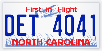 NC license plate DET4041