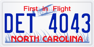 NC license plate DET4043