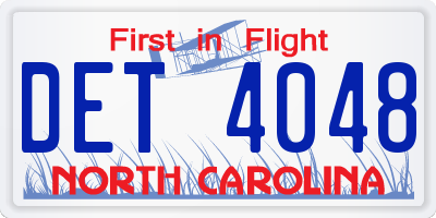 NC license plate DET4048