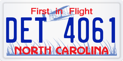 NC license plate DET4061
