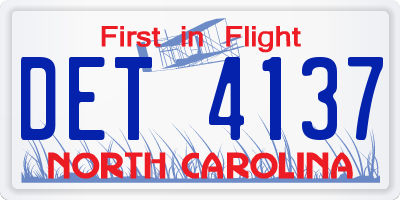 NC license plate DET4137