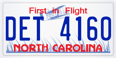 NC license plate DET4160