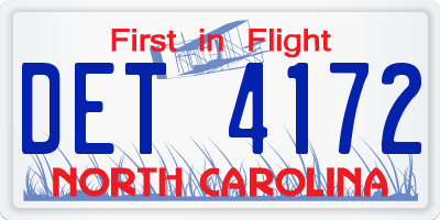NC license plate DET4172
