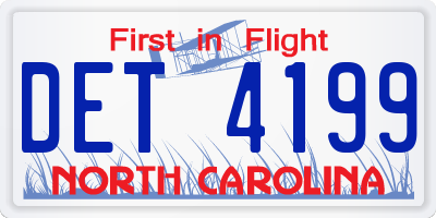 NC license plate DET4199