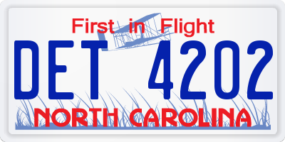 NC license plate DET4202