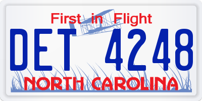NC license plate DET4248
