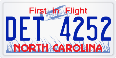 NC license plate DET4252