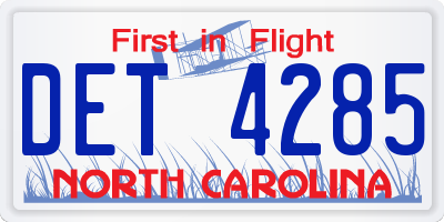 NC license plate DET4285