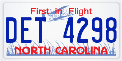 NC license plate DET4298