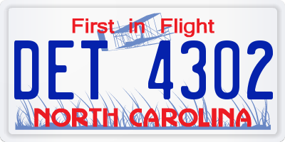 NC license plate DET4302