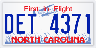 NC license plate DET4371