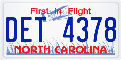 NC license plate DET4378