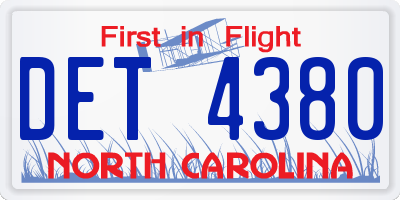 NC license plate DET4380