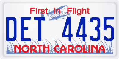 NC license plate DET4435