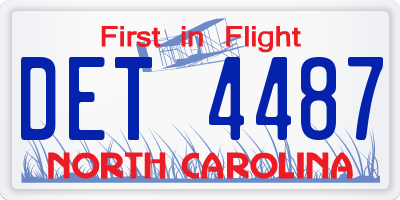 NC license plate DET4487
